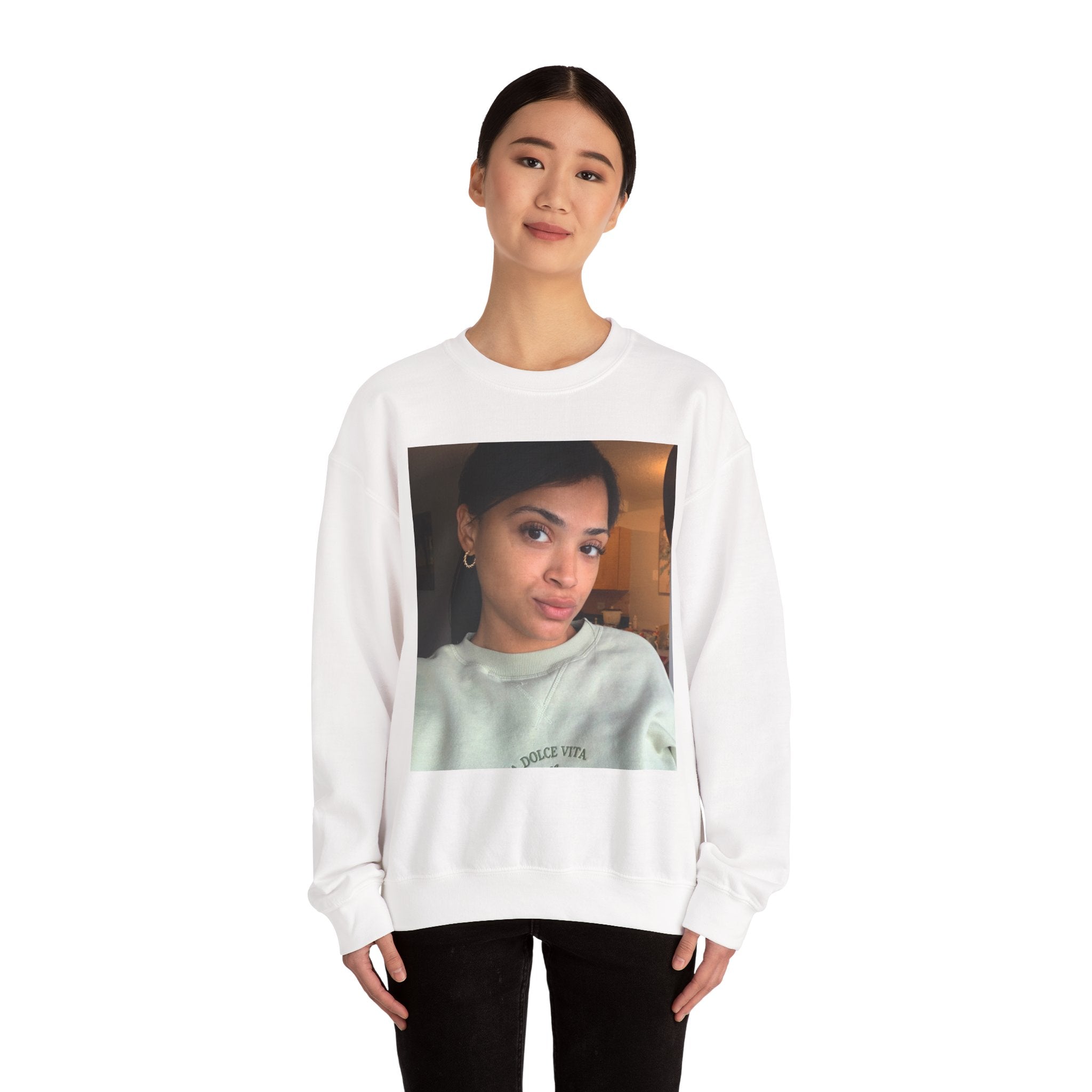 Cute Carol Selfie Basic Crew Neck Sweater
